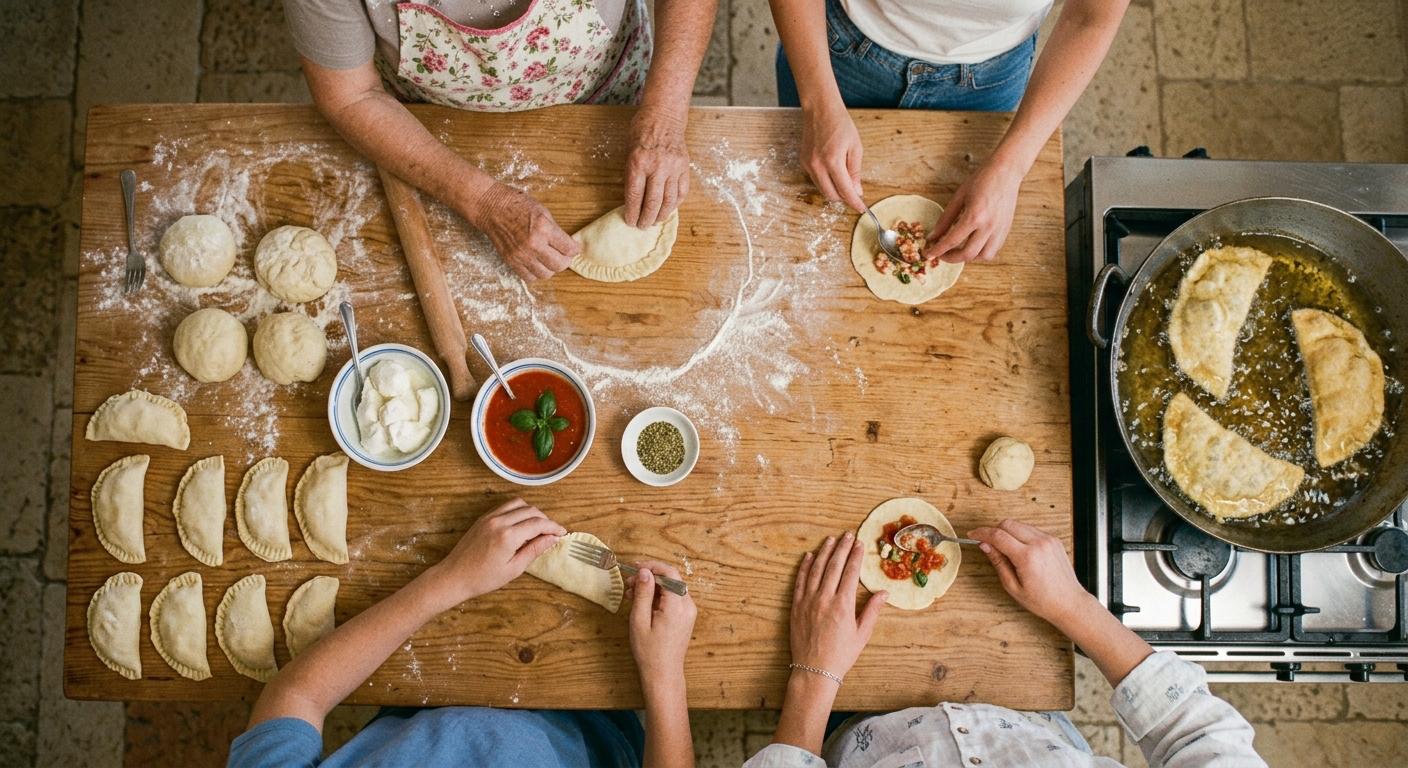 Preparazione dei panzerotti pugliesi